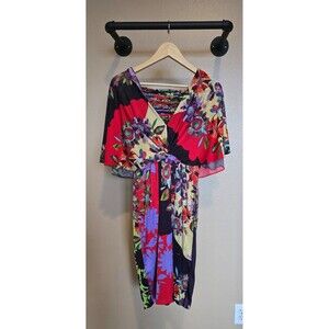 Anthropologie Ranna Gill Multi-Color floral mid length dress size xs